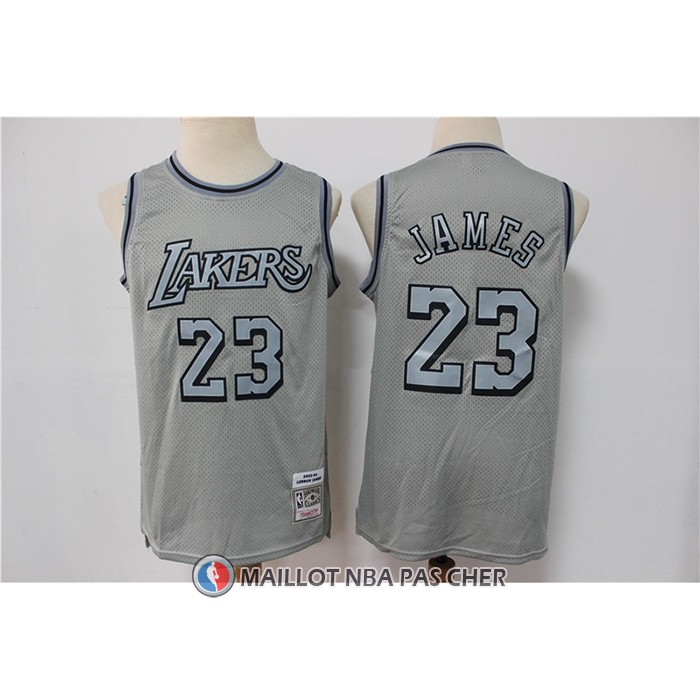 Maillot Los Angeles Lakers LeBron James NO 23 Mitchell & Ness 1996-97 Gris